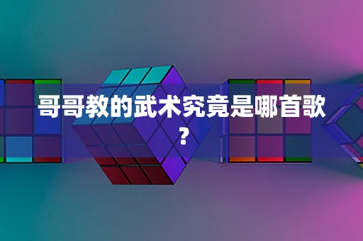 哥哥教的武术究竟是哪首歌？