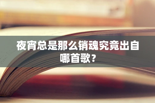 夜宵总是那么销魂究竟出自哪首歌？