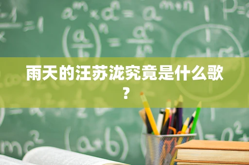 雨天的汪苏泷究竟是什么歌？