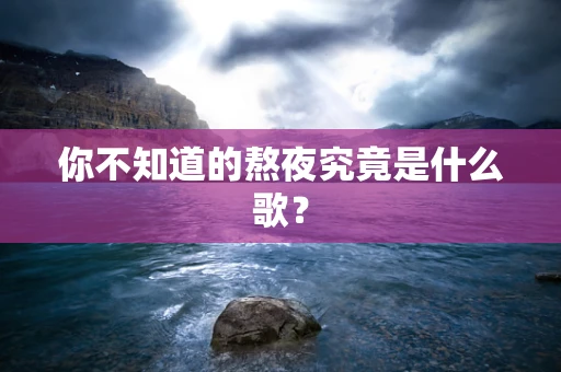 你不知道的熬夜究竟是什么歌？