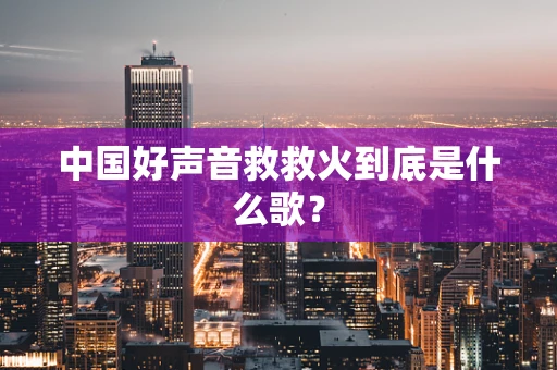 中国好声音救救火到底是什么歌？